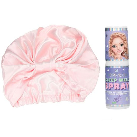 top model sleep well silk turban and spray 