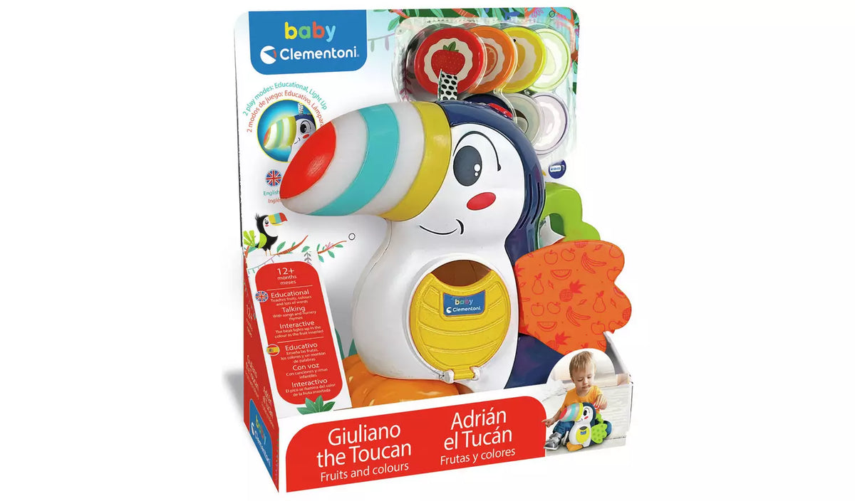 electronic toucan toy in packaging 