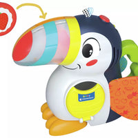 strawberry coin and electronic toucan toy 