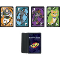 buzz lightyear uno cards laid out 