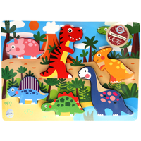 wooden dinosaur puzzle in plastic packaging 
