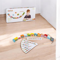 contents of wooden lacing toy 