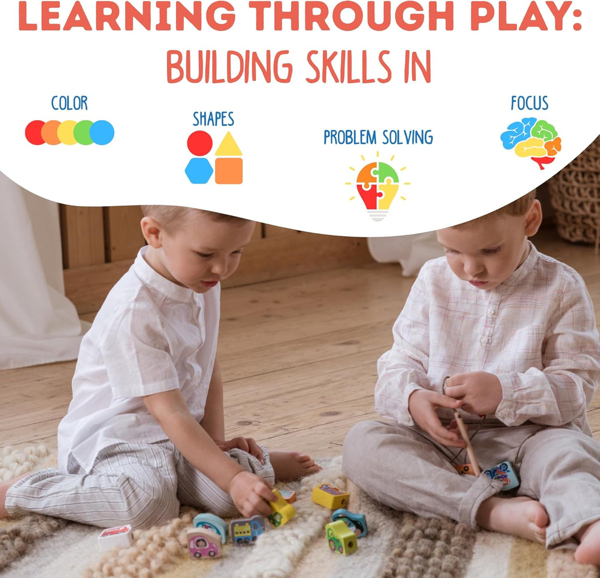 skills from wooden lacing toy 