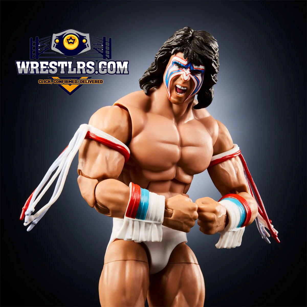 wwe ultimate warrior action figure flexing 