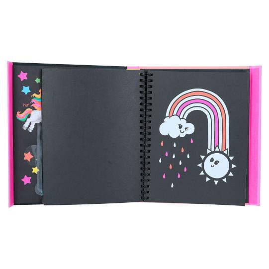 open page of neon colouring book 