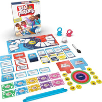 contents of board game laid on with a white background.