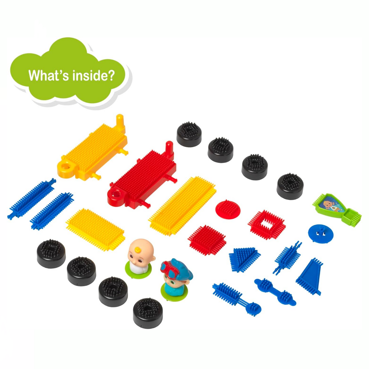 CocoMelon Fun Bricks Train Kit contents