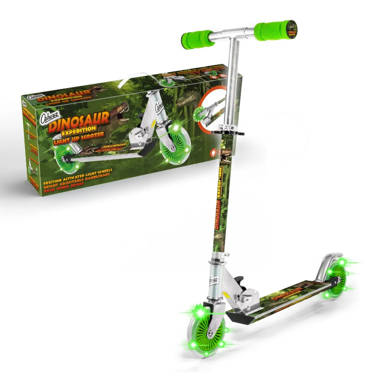 Dinosaur Expedition Scooter Light Up Wheels packaging
