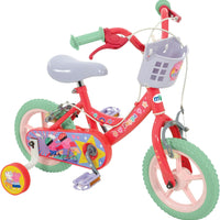 Peppa Pig 12" Bike with colorful decals and sturdy steel frame for kids aged 3+.