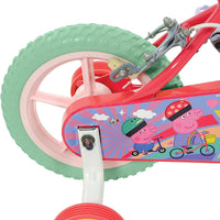 Brightly colored Peppa Pig 12" Bike with removable stabilizers and soft grips.