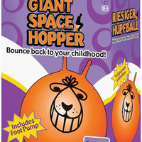 Box of Giant Space Hopper with purple and orange design