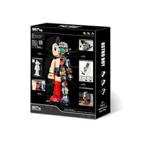 Box packaging of a robot toy with illustrations on a white background