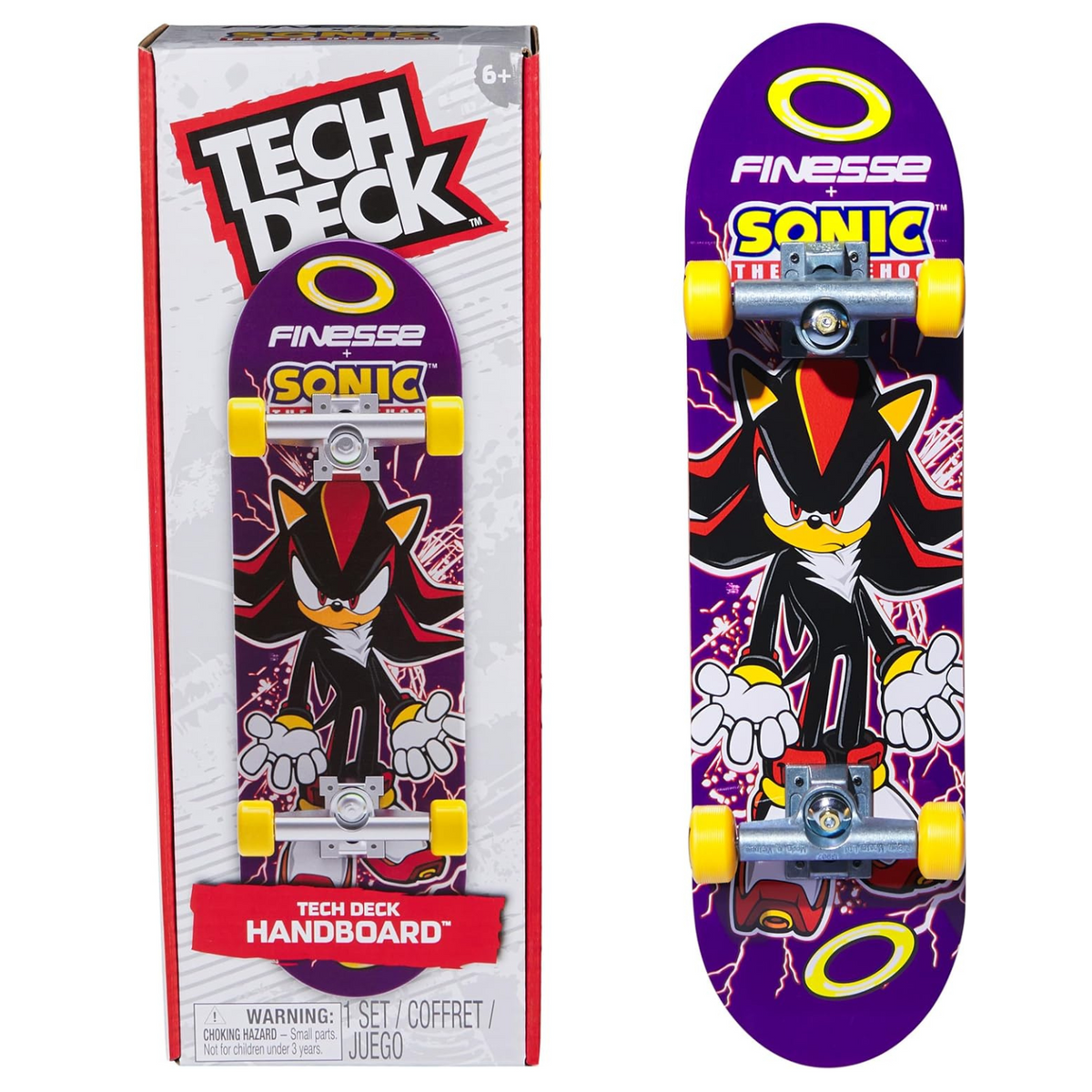 Tech Deck handboard with Sonic the Hedgehog design on a white background