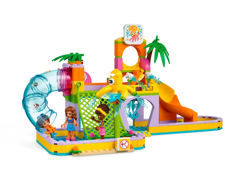 LEGO Friends 41720 set with slides, parasols, and fun summer accessories