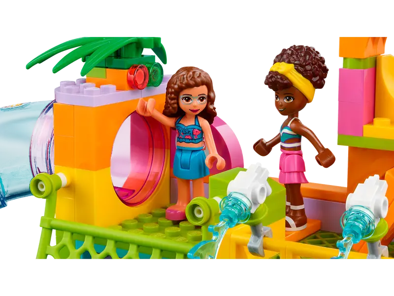 LEGO Friends 41720 Water Park with toy figures enjoying poolside fun