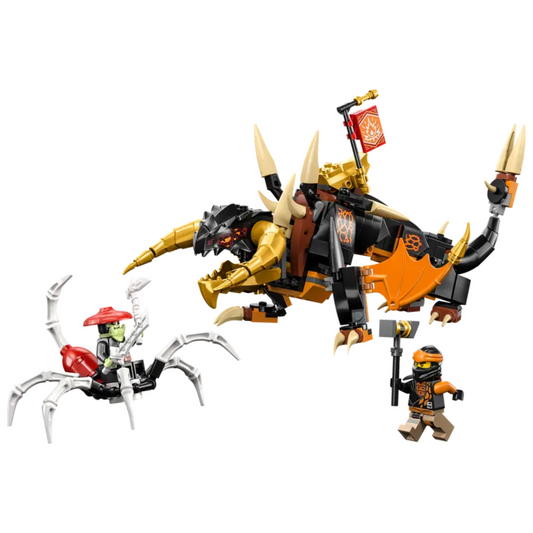 LEGO NINJAGO Cole’s Earth Dragon EVO toy set with Cole and Bone Scorpio minifigures.