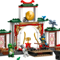 Tournament stage and weapons training area in the LEGO NINJAGO playset.