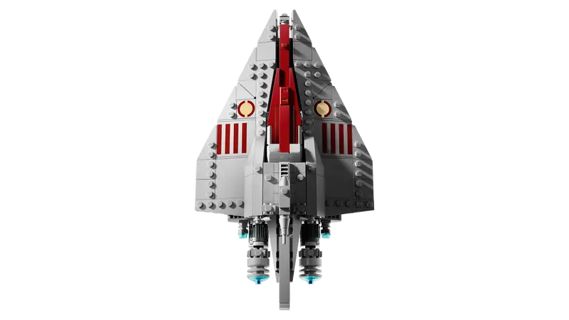 Full view of the assembled LEGO Star Wars 75404 Acclamator-Class Assault Ship™.