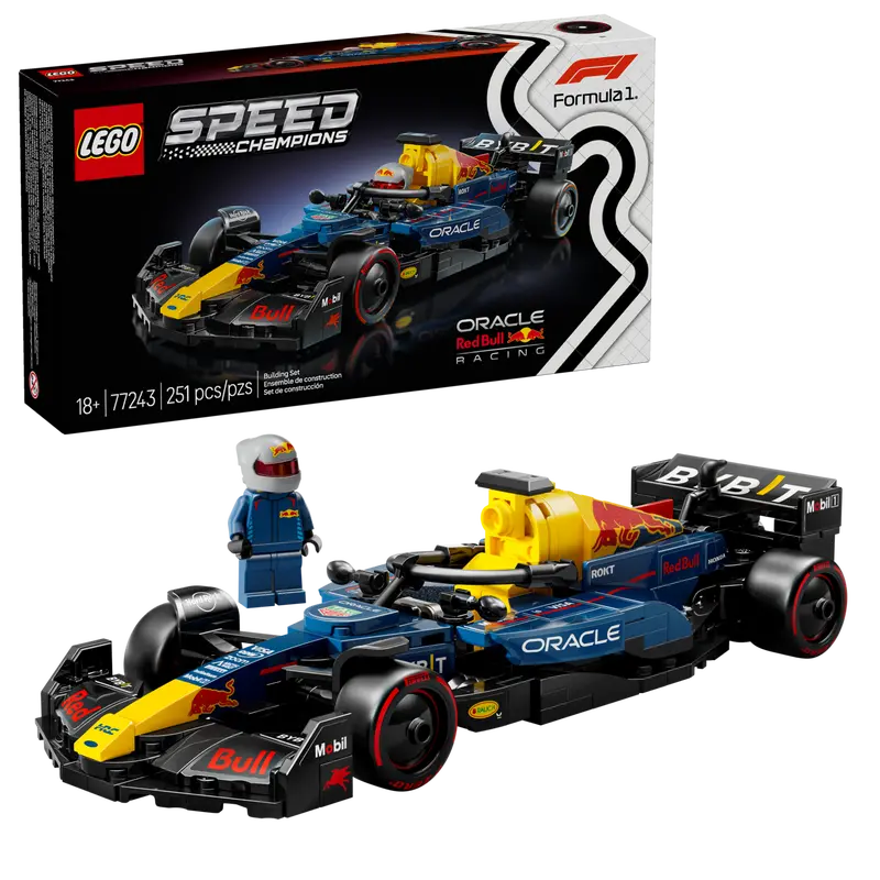 Boxed LEGO Technic Oracle Red Bull Racing RB20 F1 Car set before unboxing.