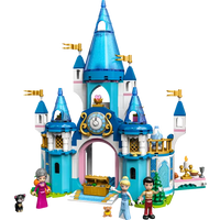 LEGO 43206 Cinderella and Prince Charming’s Castle set with mini-dolls and accessories.