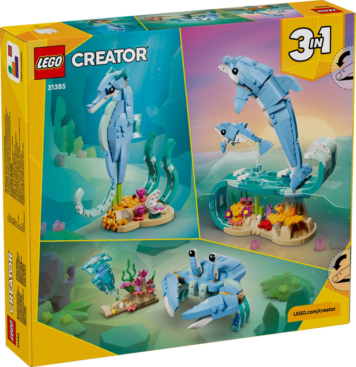Toys at Foys - LEGO Creator 3in1 31385 Sea Animals: Beautiful Dolphins - box back