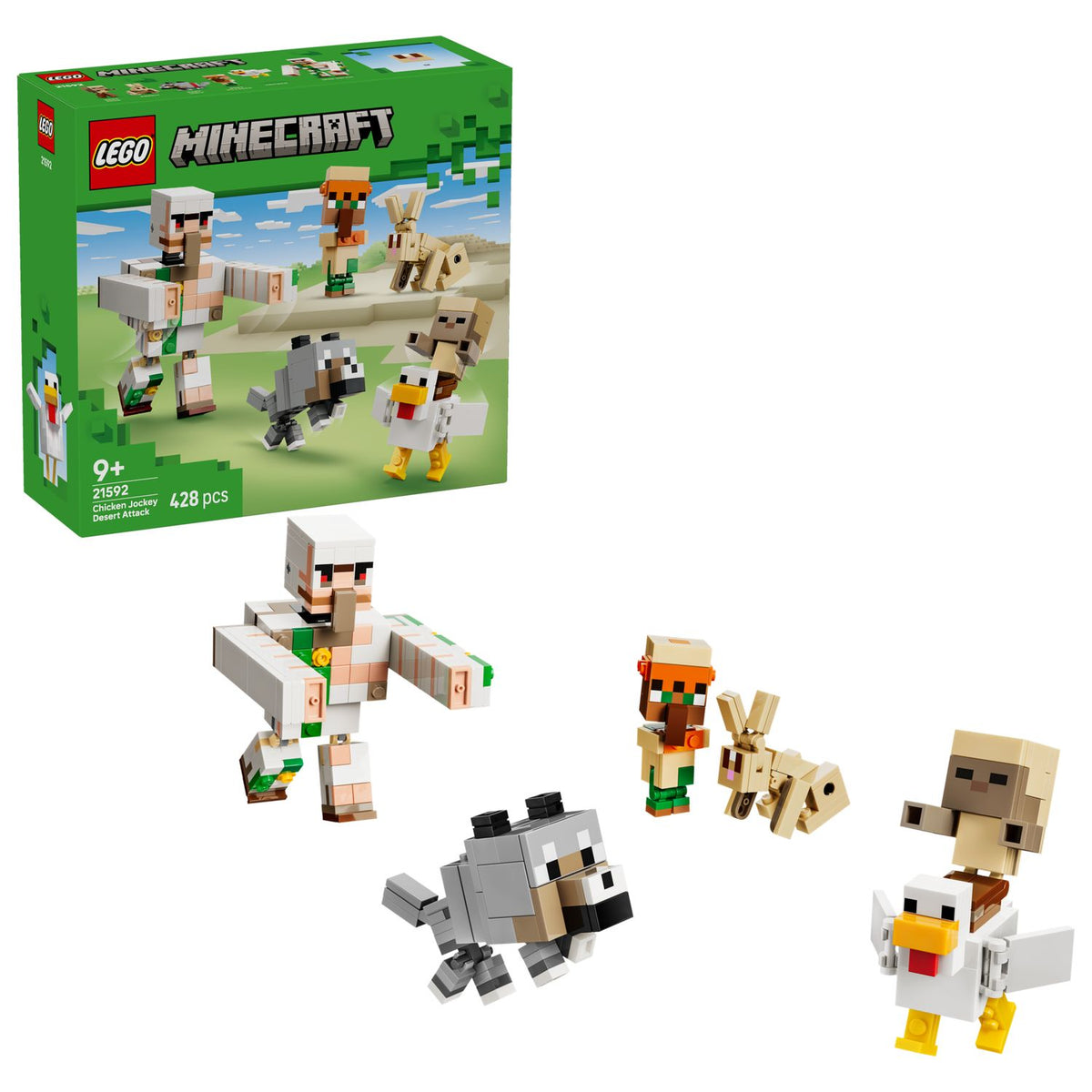 Toys at Foys - LEGO Minecraft 21592 Chicken Jockey Desert Attack - built model and box