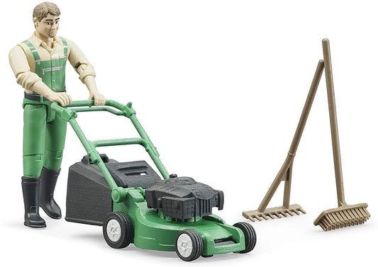 Bruder Gardener And Mower Figure Set