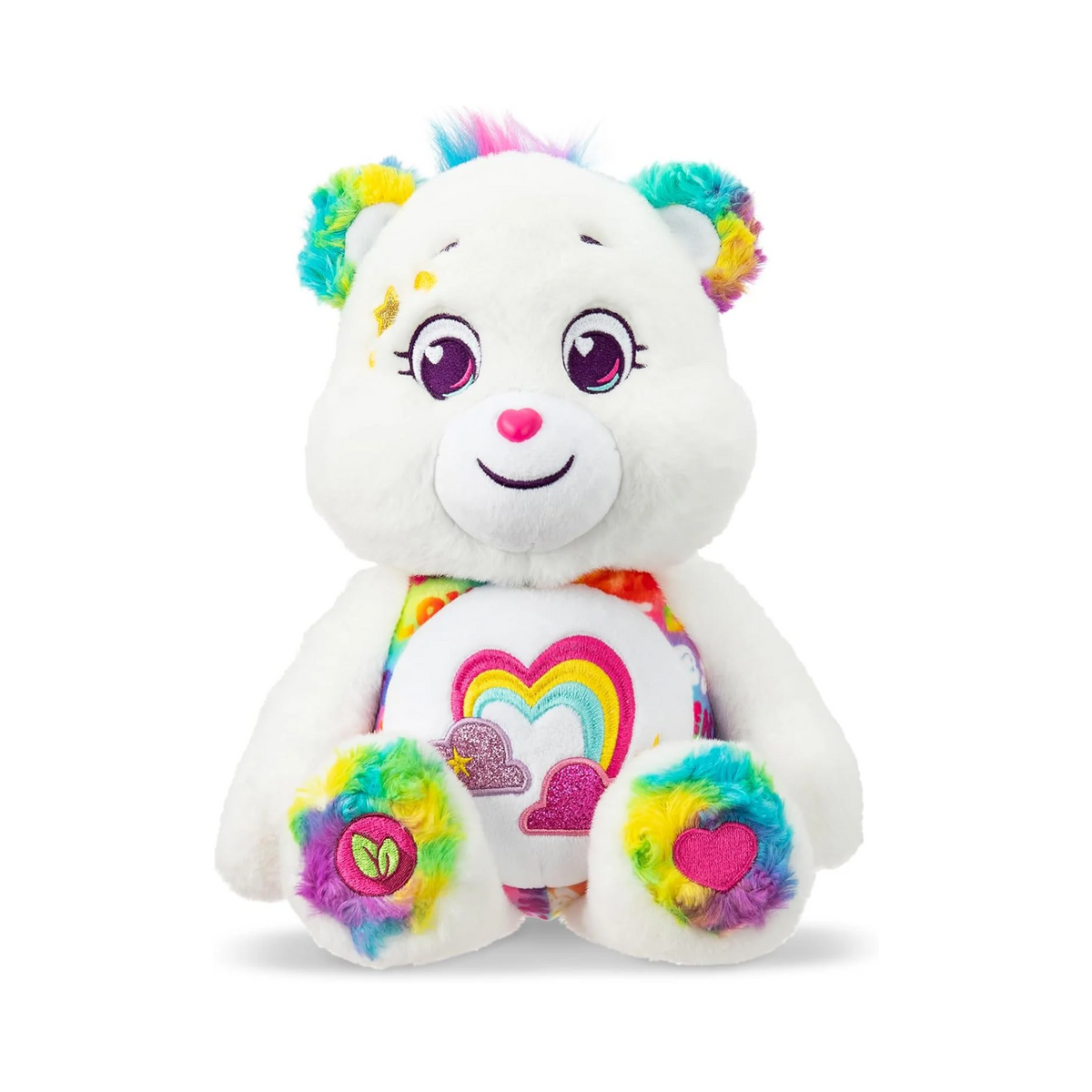 Care Bears True Friend Bear plush with vibrant multi-colored accents