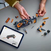 above view of lego car being built 