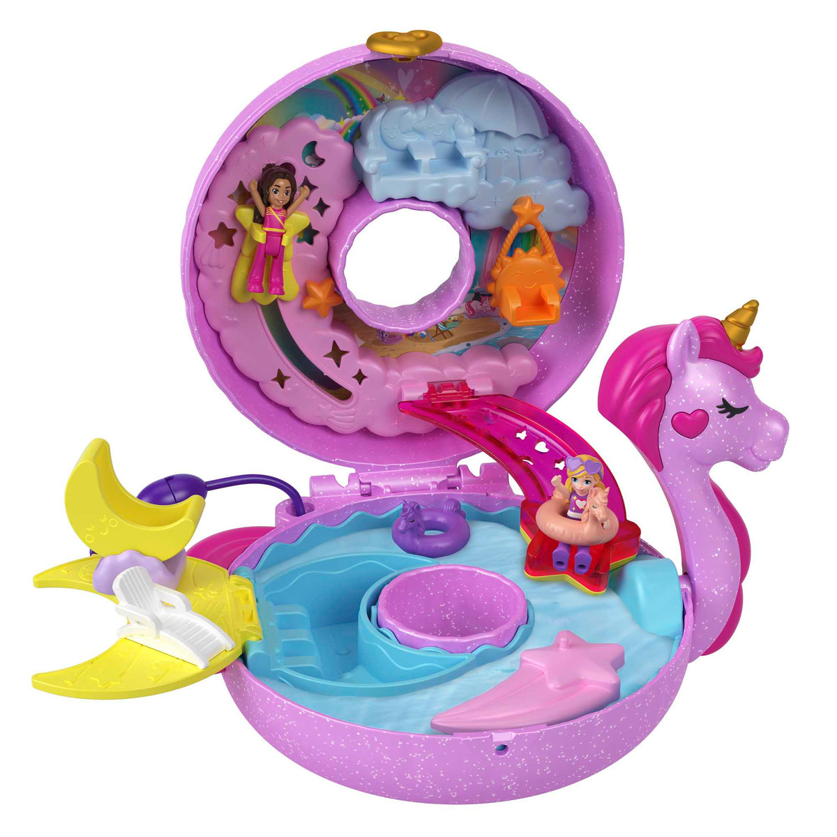 Polly Pocket Dolls Sparkle Cove Adventure Unicorn Floatie Compact