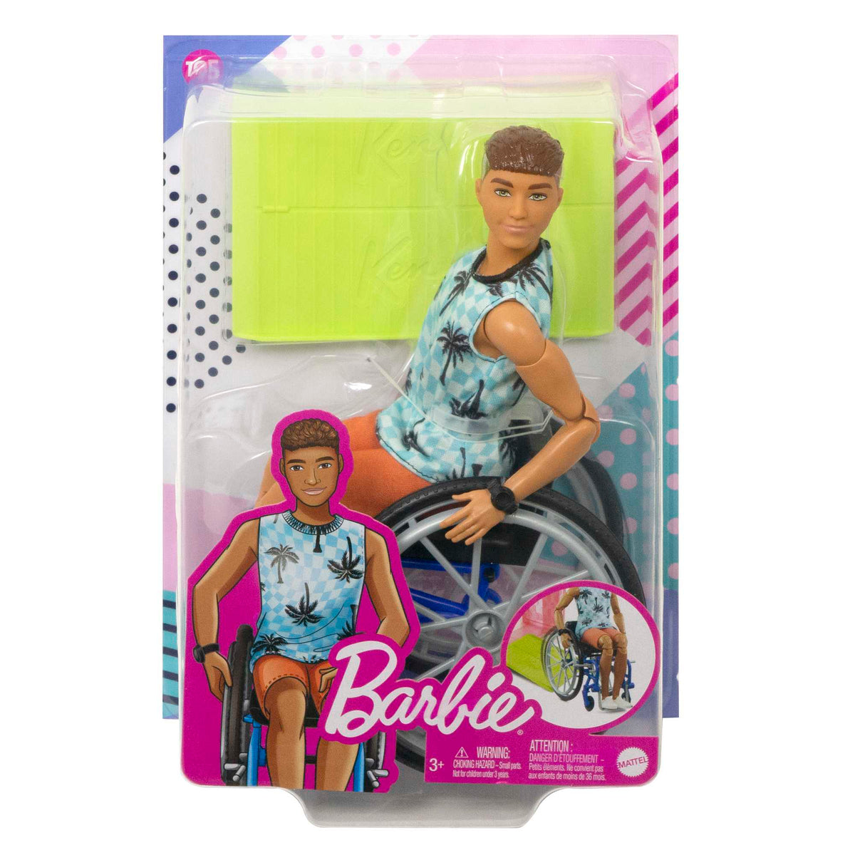 Barbie Fashionista Ken Brunette Hair Doll With Wheelchair And Ramp