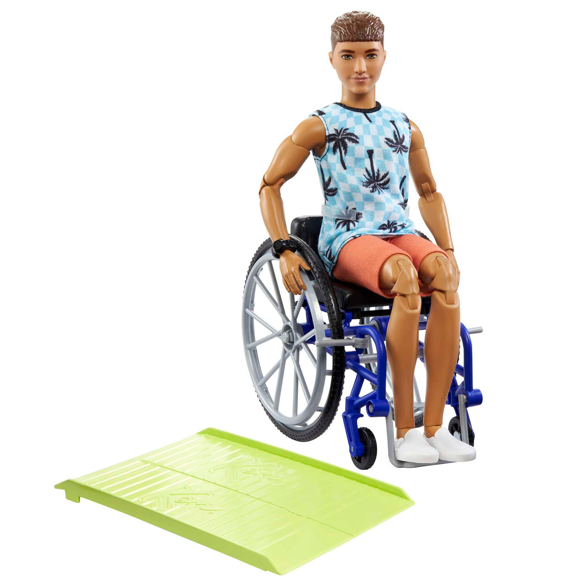 Barbie Fashionista Ken Brunette Hair Doll With Wheelchair And Ramp