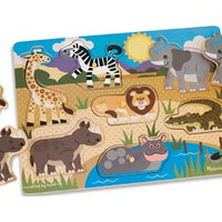 Melissa & Doug Safari Wooden Peg Puzzle 7 Pieces – close-up of the toy