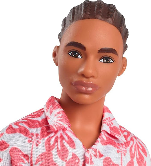 Styled with a molded braided brown hairstyle