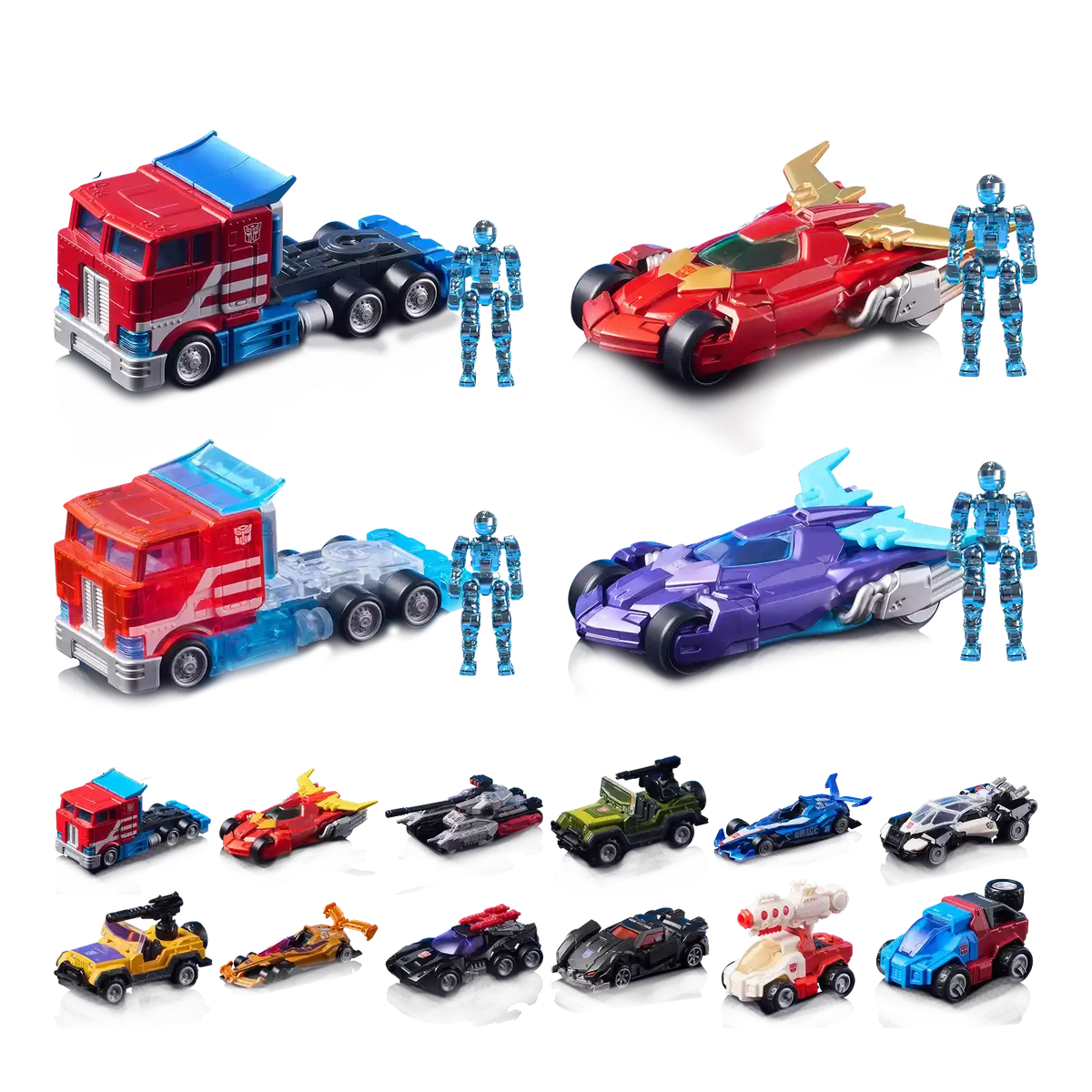 Detailed vehicle designs inspired by classic Transformers characters