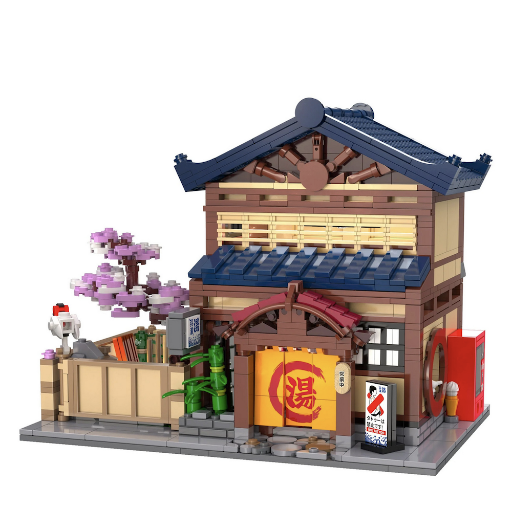 Detailed model of a traditional Japanese sento bathhouse