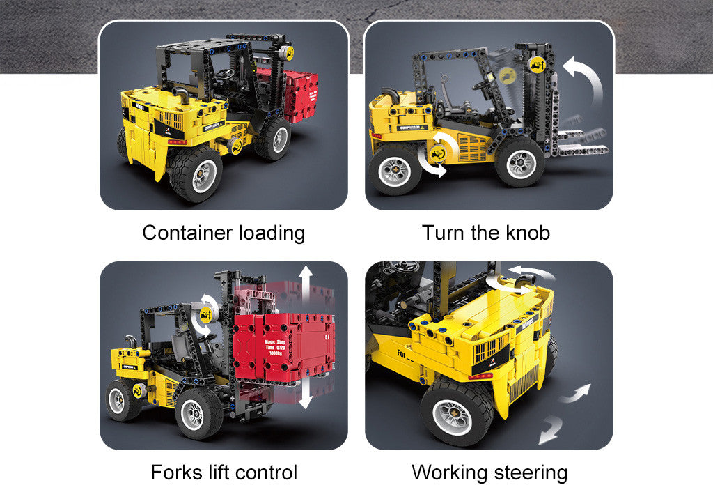 Forks raise and lower using a side control knob