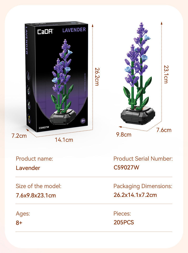 Build a decorative lavender planter from 205 pieces
