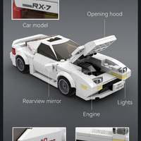 Features an opening bonnet with a detailed engine bay
