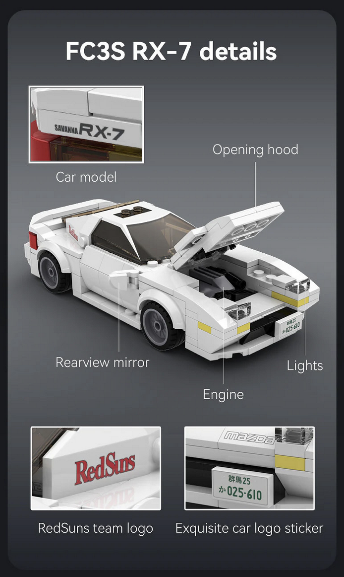 Features an opening bonnet with a detailed engine bay