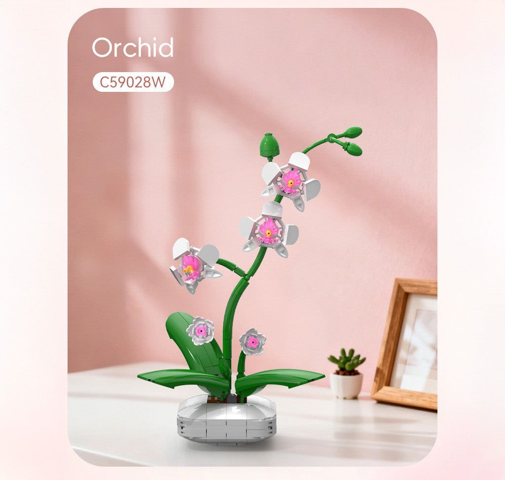 Features orchid flowers in white and pink tones with green stems
