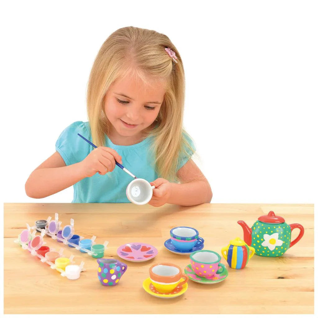 Paint and personalise a miniature ceramic tea set