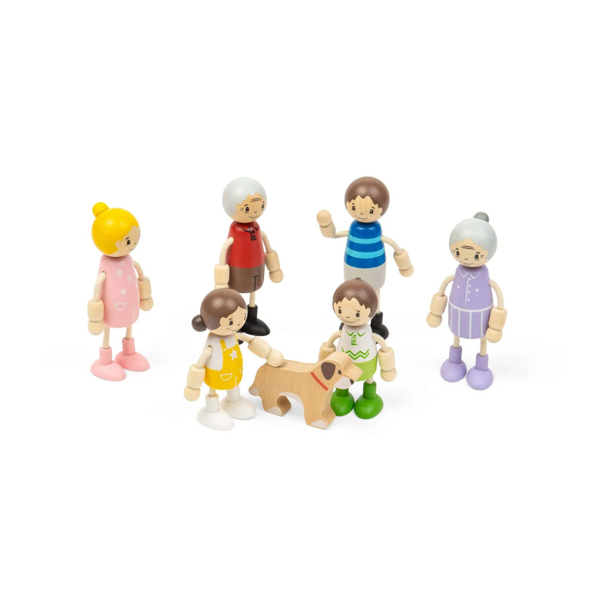 Bigjigs Generational Family Dolls Set of 7 Wooden Doll House Figures