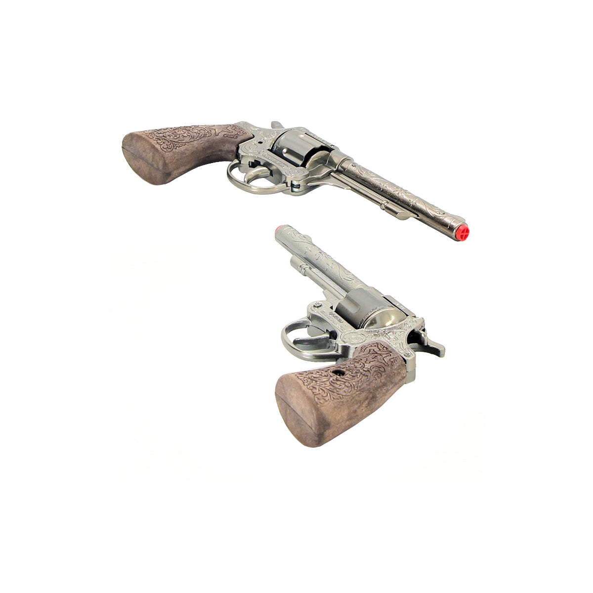Includes two 8-shot cowboy revolvers