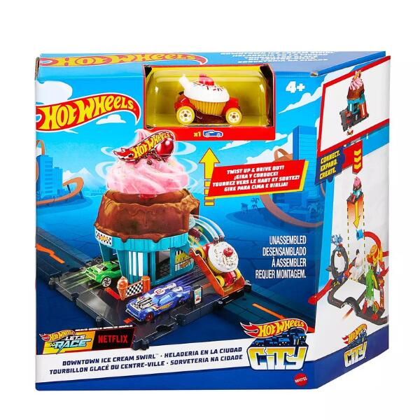 Hot Wheels City Downtown Ice Cream Swirl Playset