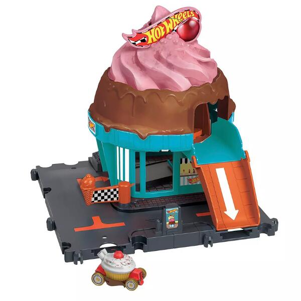 Ice cream-themed playset with interactive track action