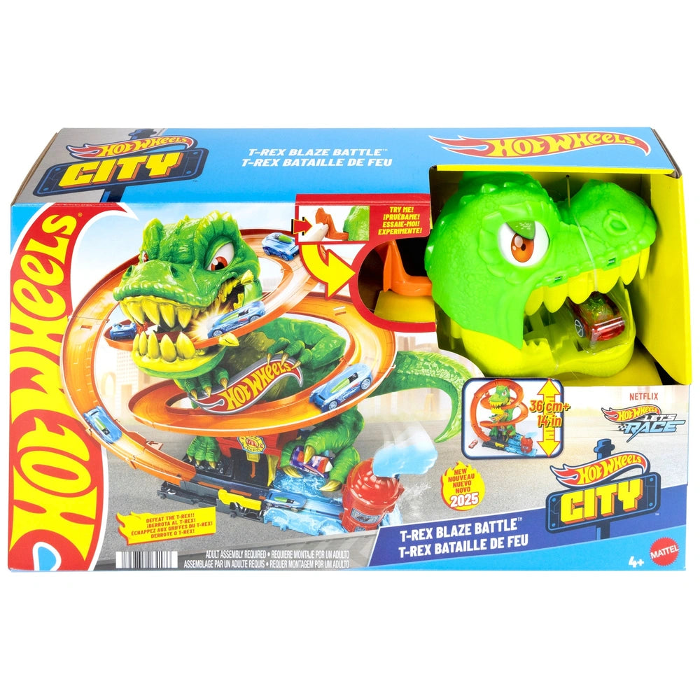 Hot Wheels City Let's Race T-Rex Blaze Battle Playset