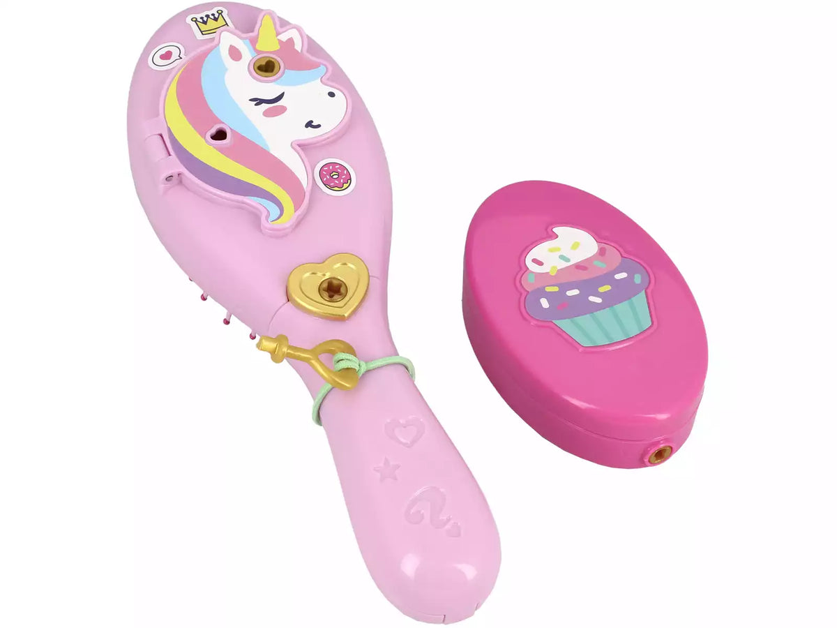 Hidden shimmerizer concealed inside the hairbrush