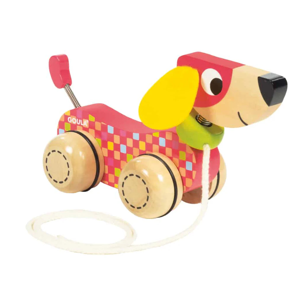 Colourful wooden construction with a playful dog design