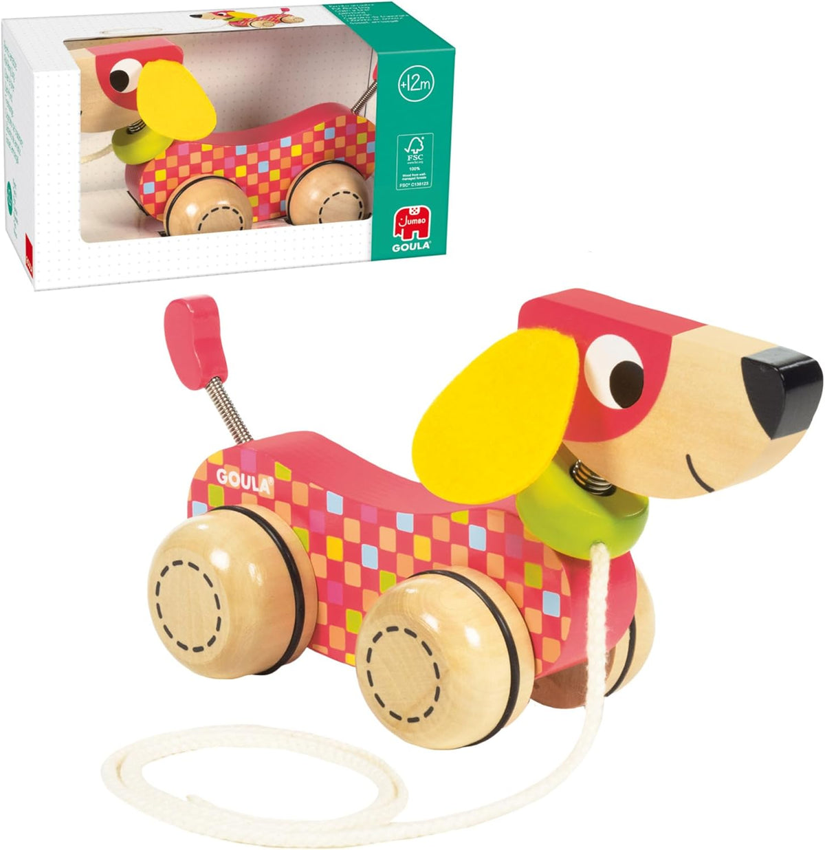 Jumbo Goula Pull Along Dog